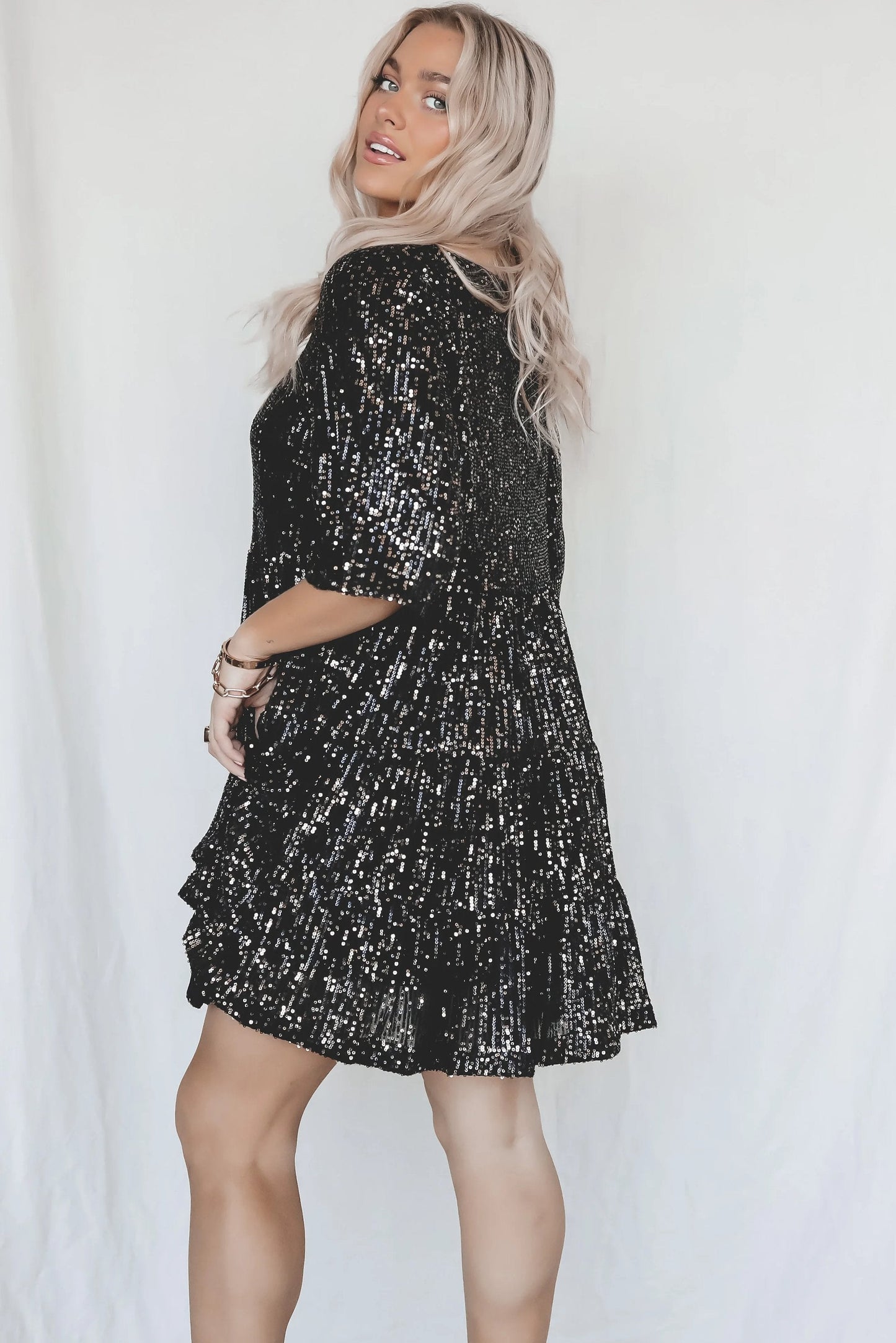 2024 Summer Sequin Baby Doll Dress