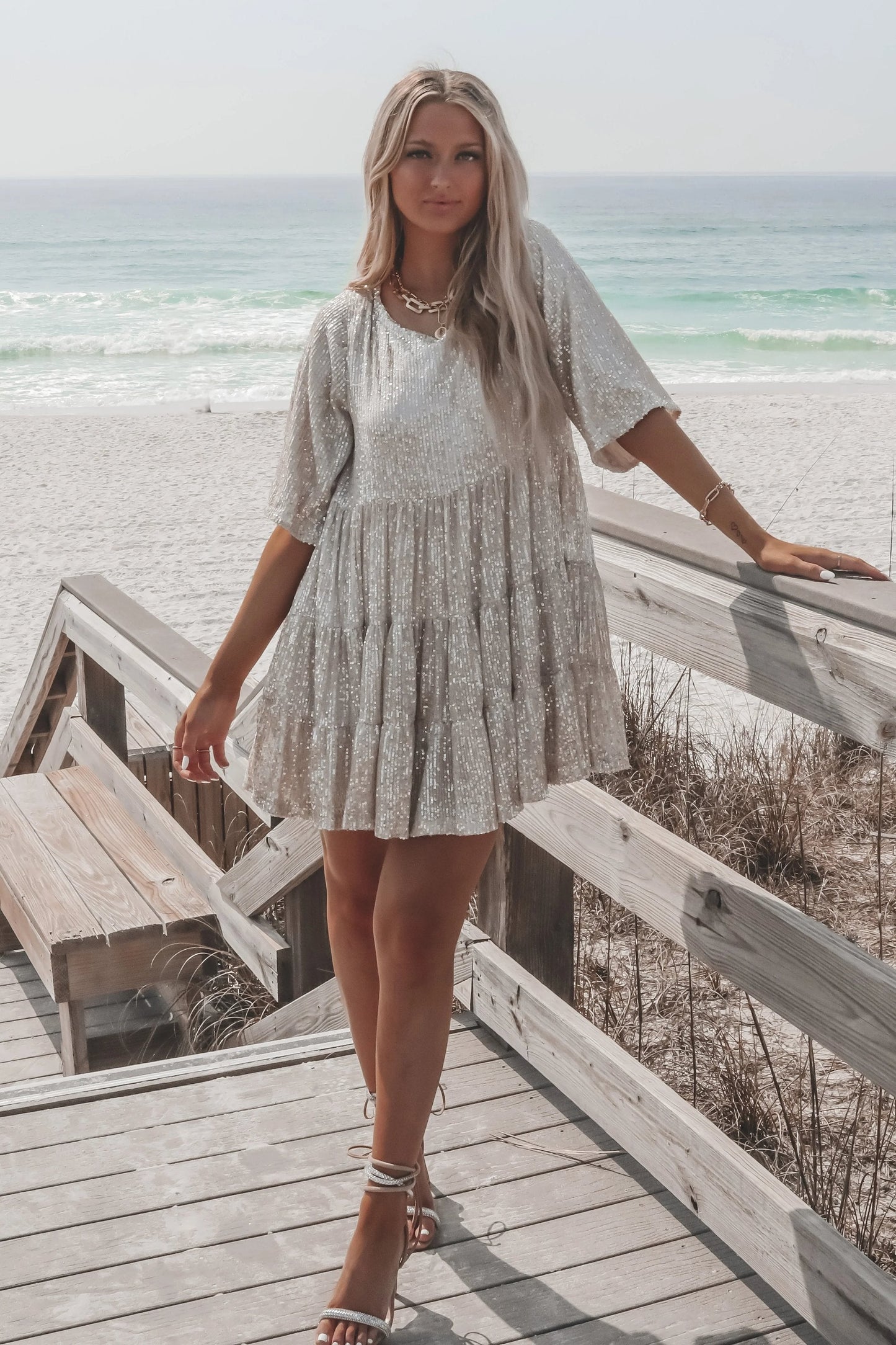 2024 Summer Sequin Baby Doll Dress