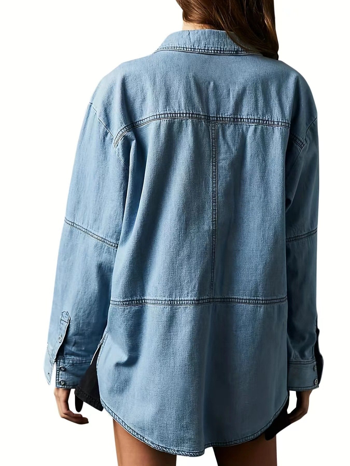 Limited time sale🔥Women's Denim V-Neck Pullover Shirt