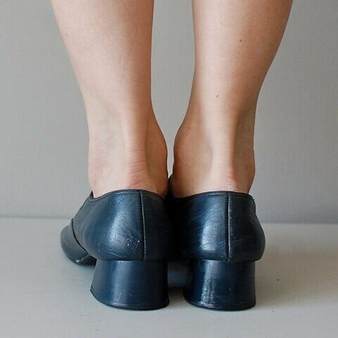 Mary Jane leather comfortable low heeled buckle strap shoes
