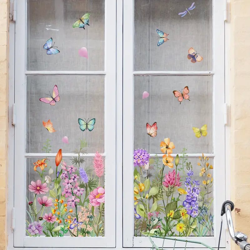 💐Colorful Floral Bouquet Window Sticker🖼️(Cut To Size Freely)