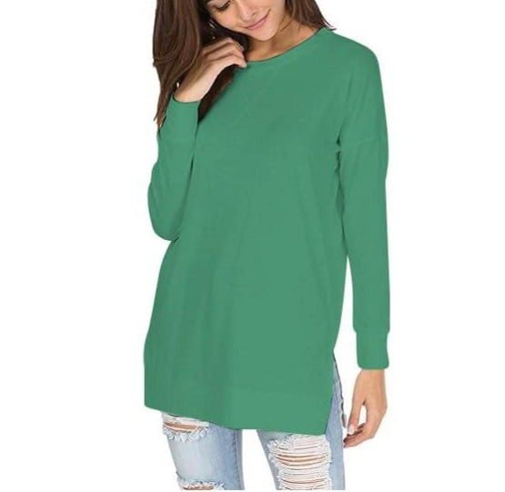 Round Neck Casual Solid Color Top