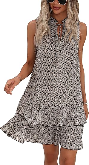 💃Women's Geometric Print Bow Dress