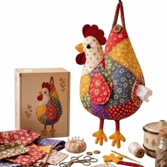 🧵 DIY Patchwork Chicken & Duck Tissue Cover 🐔 — Sew it yourself and hang it up to brighten your home!