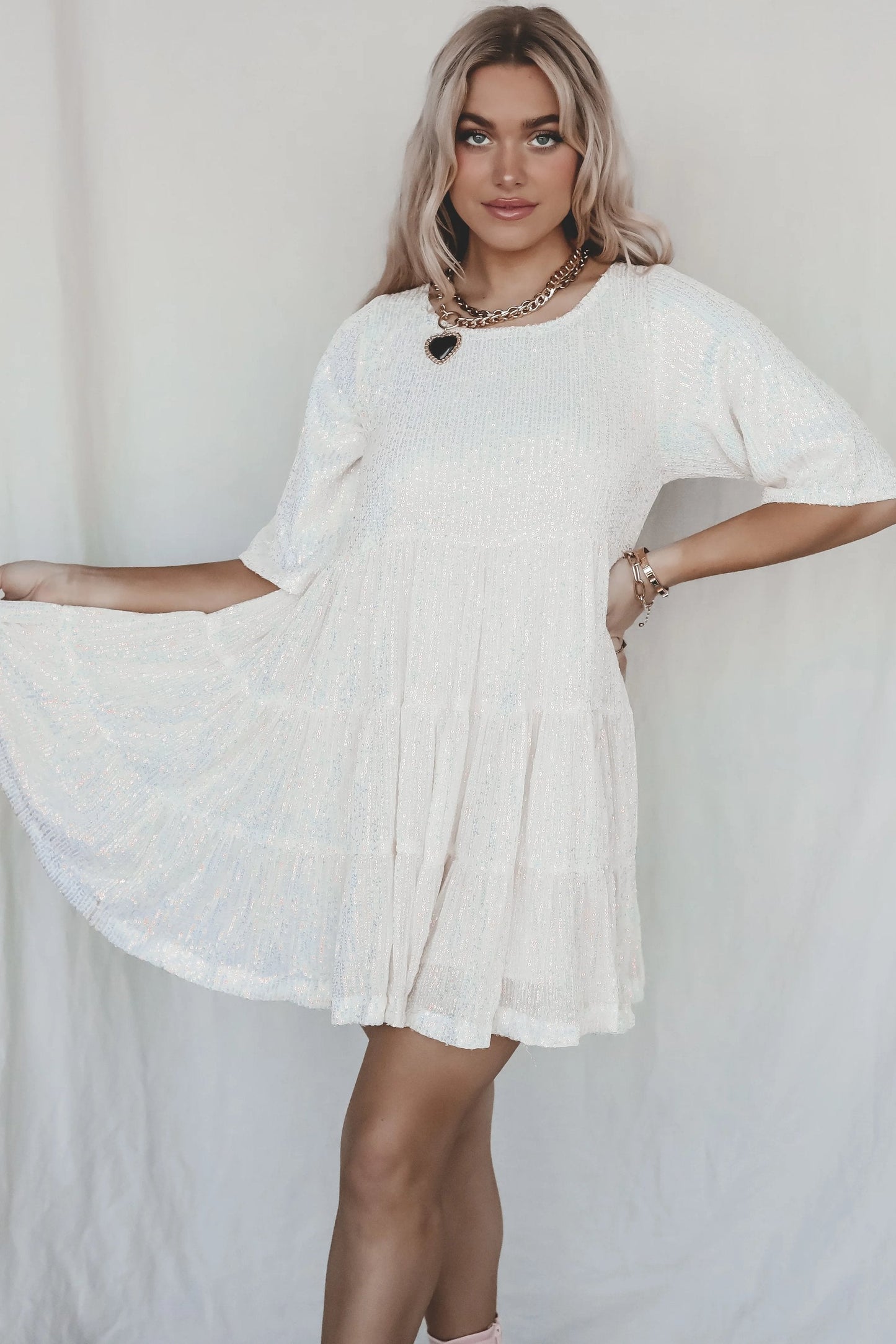 2024 Summer Sequin Baby Doll Dress