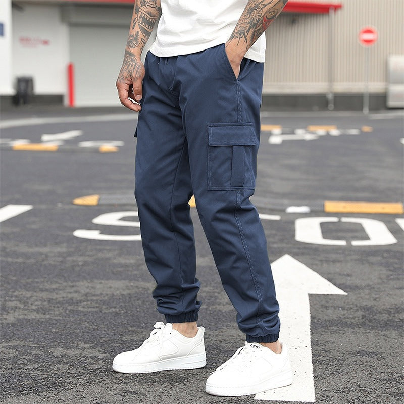 Men's Solid Casual Cargo Pants