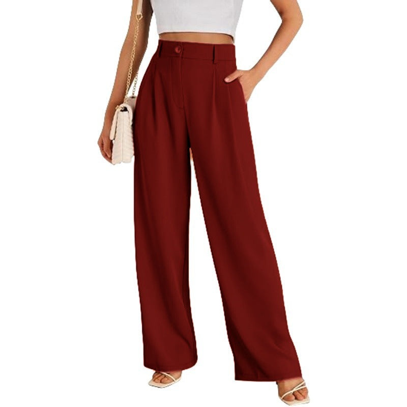 Women's Casual High-Waist Straight Leg Trousers