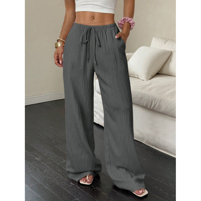 ✨ Lightweight Linen Pants Solid Color Drawstring Casual Pants