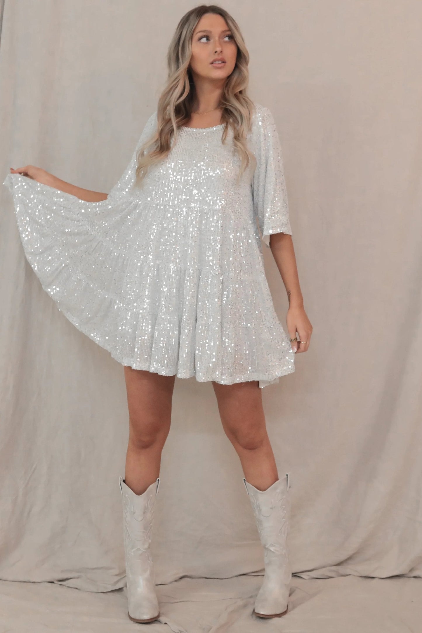 2024 Summer Sequin Baby Doll Dress