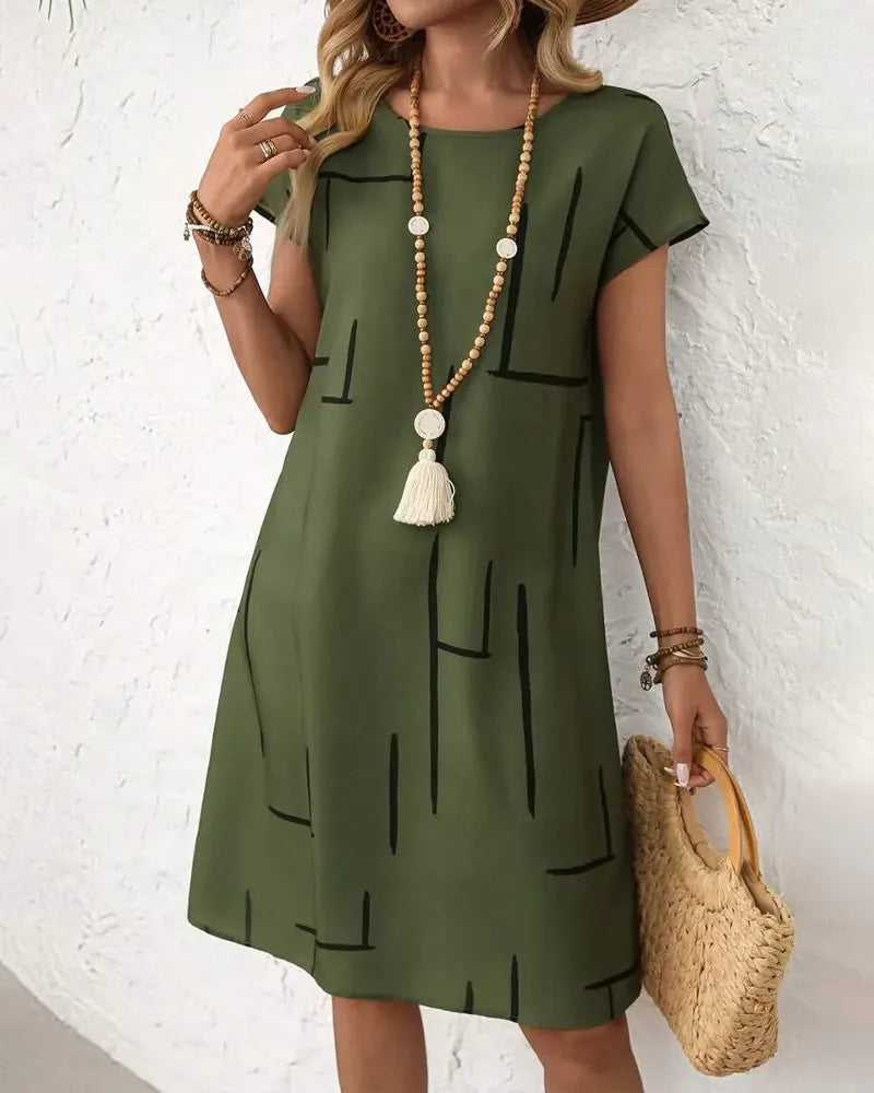 📣📣Hot Item: Crew Neck Short-Sleeve Dress
