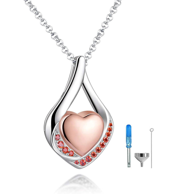 Cremation Jewelry 925 Sterling Silver Teardrop Urn Necklace For Ashes Heart Shape Memorial Keepsake Pendant For Ashes