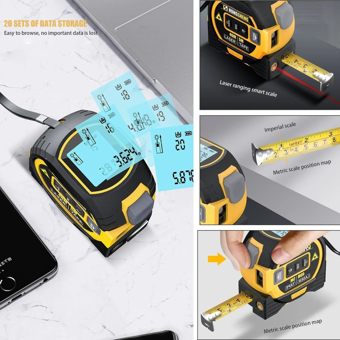 Made in Germany-Measurin Sight 3-In-1 Infrared Laser Tape Measuring