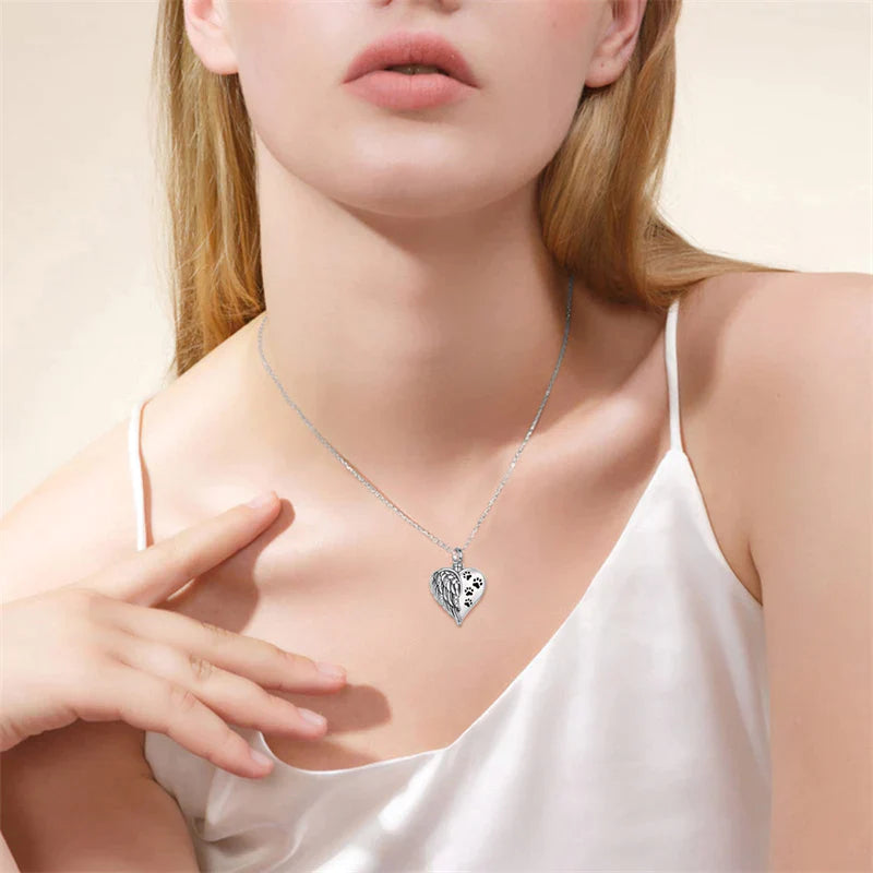 Sterling Silver Guardian Angel Wings Urn Necklaces for Ashes Cremation Memory Jewelry for Women Men