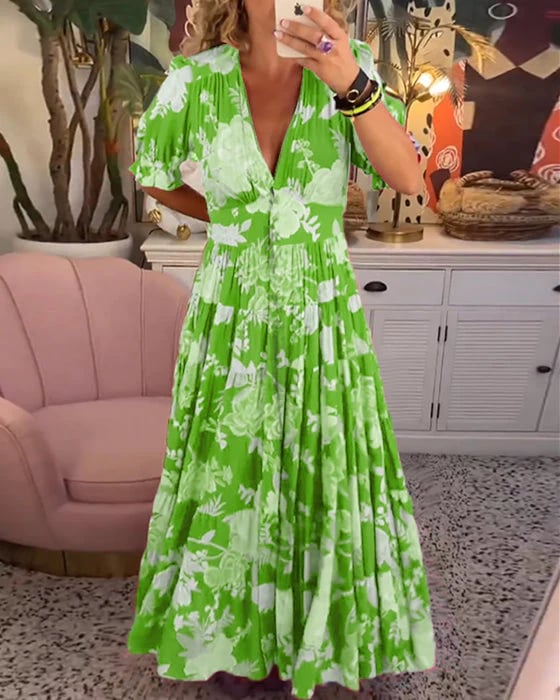 V-neck dress with floral print
