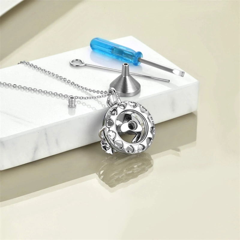 Hummingbird Urn Necklace for Ashes Sterling Silver with Crystal Cremation Jewelry w/Funnel Filler Keepsake Memory Jewelry for Women Girls