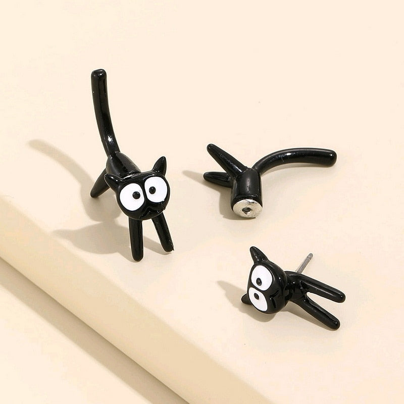 2024 New Funny Small Black Cat Earring for Women Girl Fashion Cute Animal Earrings Fashion Party Jewelry Gifts Wholesale