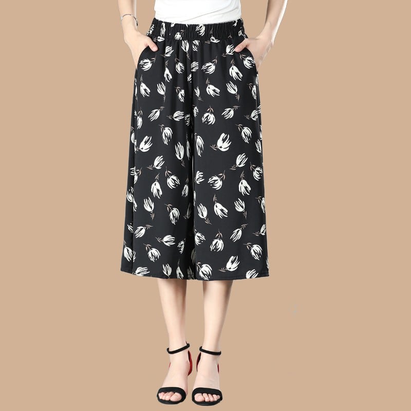 (Sale-45% OFF) Women's High Elastic Waist Pleated Chiffon Wide Leg