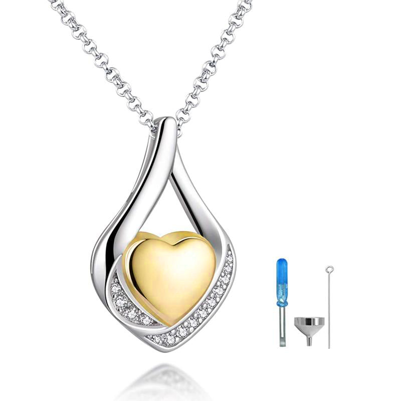 Cremation Jewelry 925 Sterling Silver Teardrop Urn Necklace For Ashes Heart Shape Memorial Keepsake Pendant For Ashes