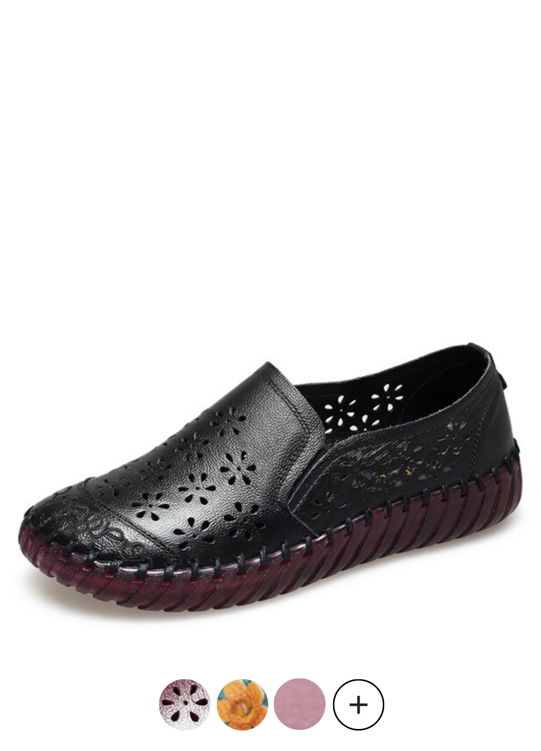 2024 new comfortable soft bottom breathable non-slip engraved retro ladies leather shoes