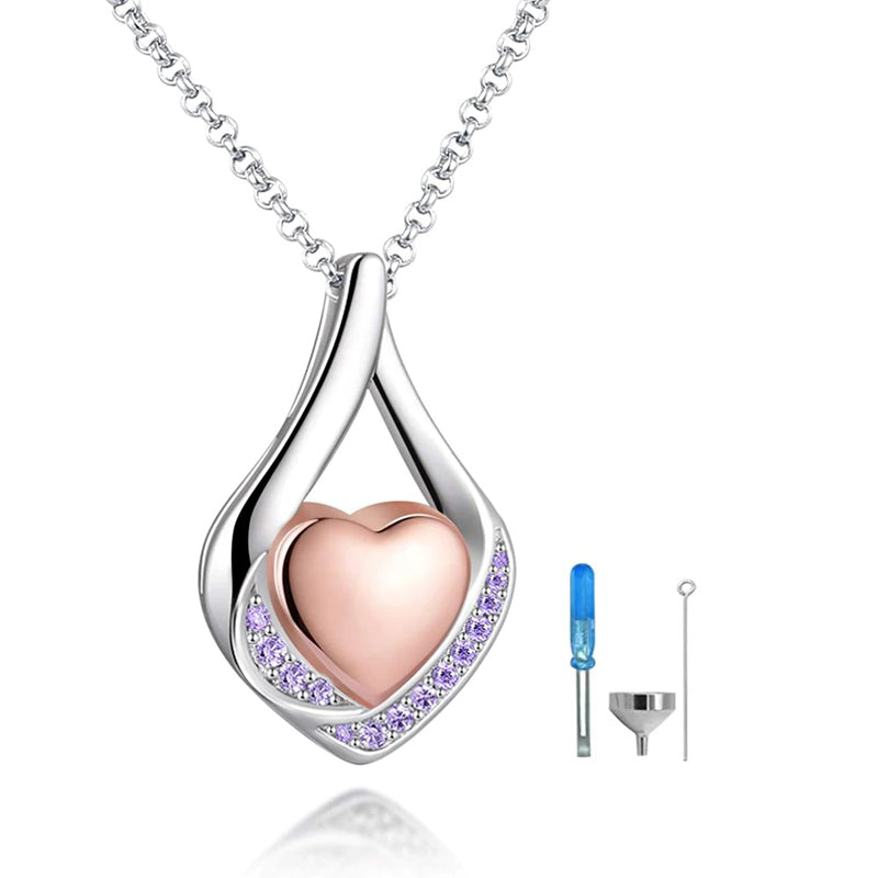 Cremation Jewelry 925 Sterling Silver Teardrop Urn Necklace For Ashes Heart Shape Memorial Keepsake Pendant For Ashes