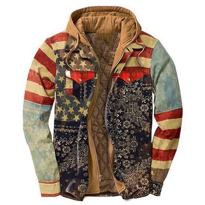 MEN'S CASUAL OUTDOOR THICK PLAID FASHION WIND HOODED