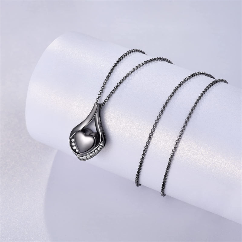 Cremation Jewelry 925 Sterling Silver Teardrop Urn Necklace For Ashes Heart Shape Memorial Keepsake Pendant For Ashes