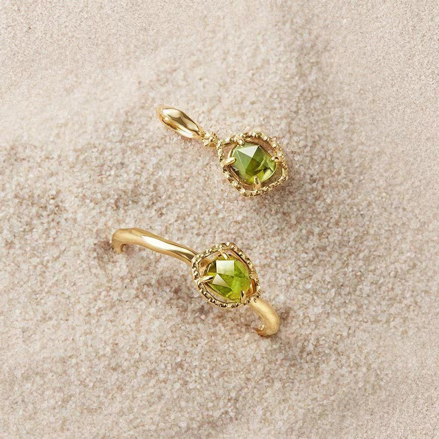 Natural Peridot Irregular Bubble Ring-Anniversary Birthday Gift For Her