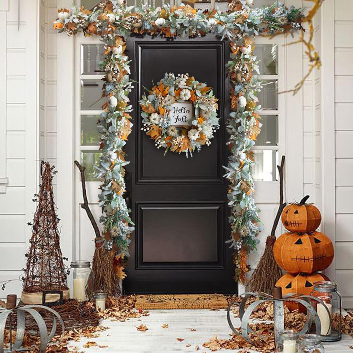 Special Fall Sale 49% OFF-Fall Wreath with Pumpkin Maple Leaves