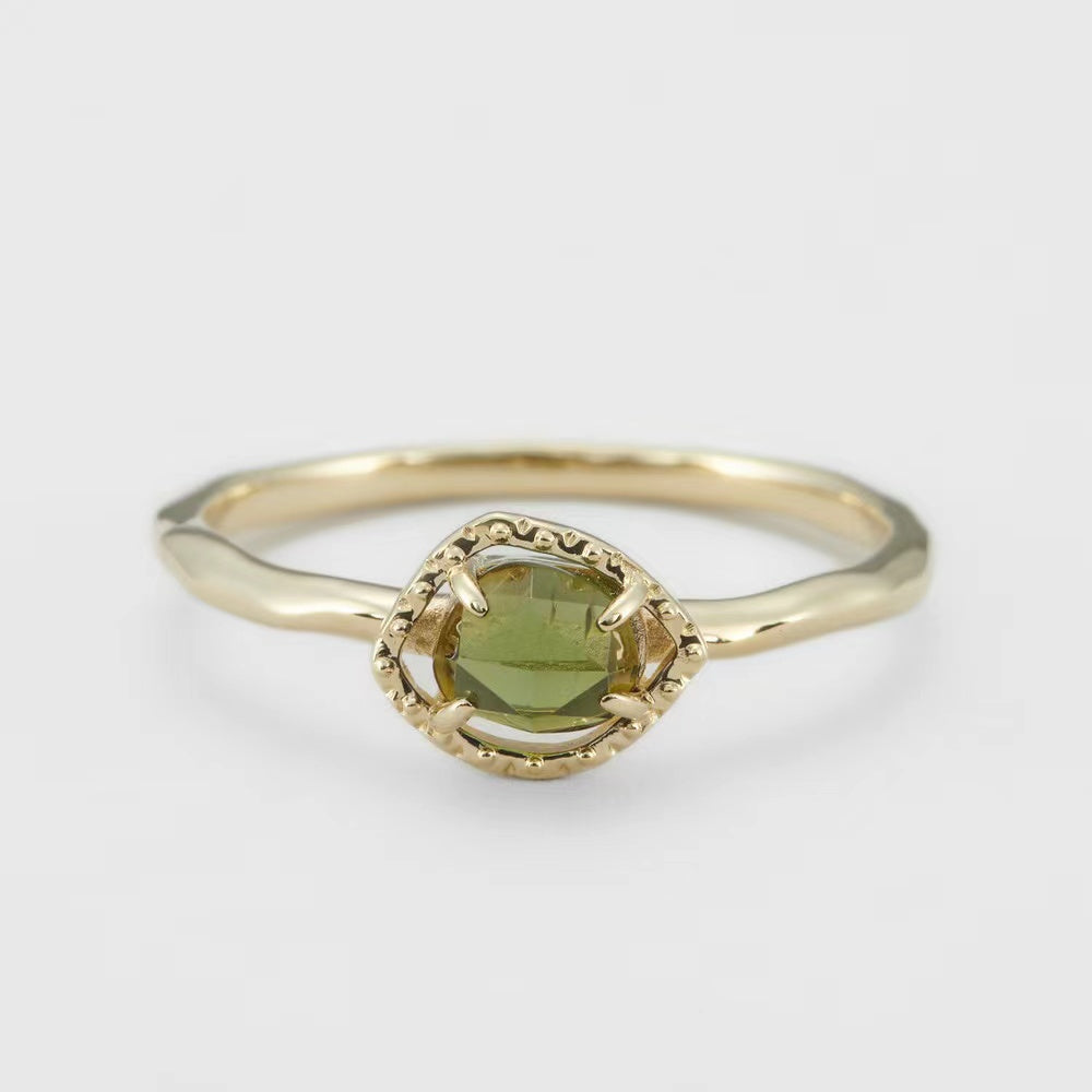 Natural Peridot Irregular Bubble Ring-Anniversary Birthday Gift For Her