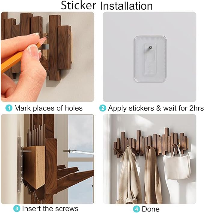 🎹Wall-Mounted Wooden Coat Rack 🎹Piano Key Style Design