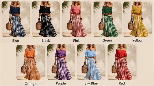 Striped Maxi Skirt Set