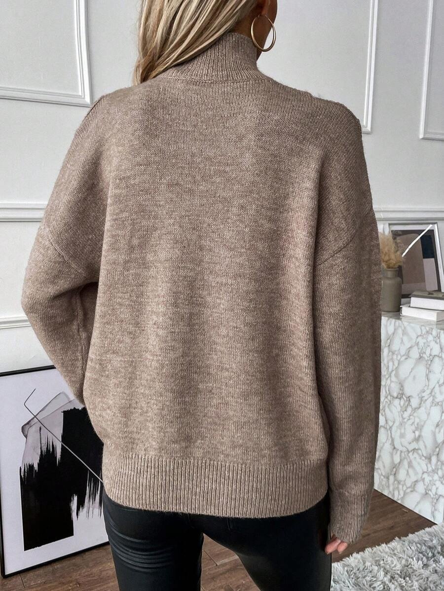 💛Women's Turtleneck Cold Shoulder 2 In 1 Sweater