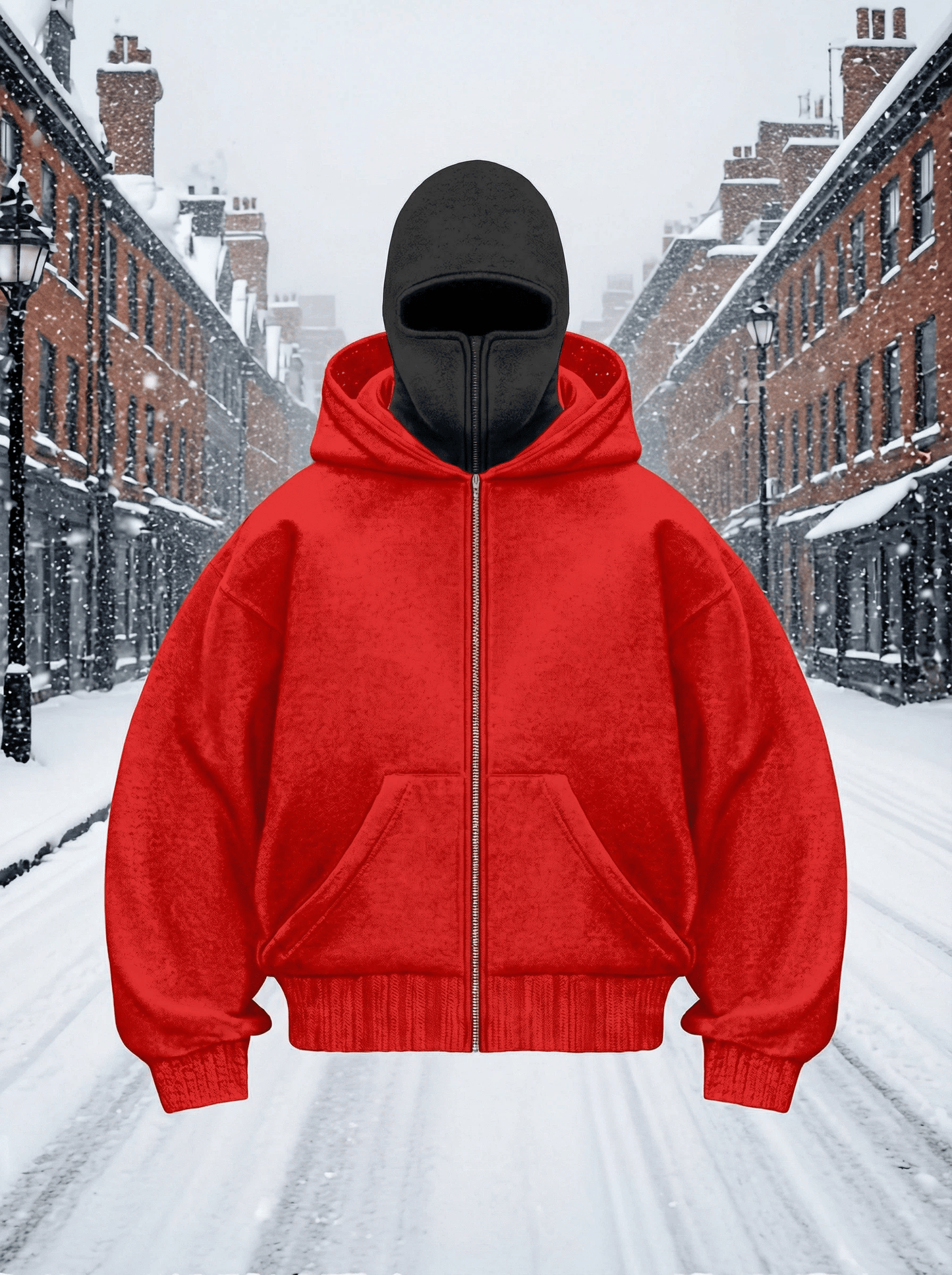 Men's Double Hooded Full Zip-Up Sweatshirt