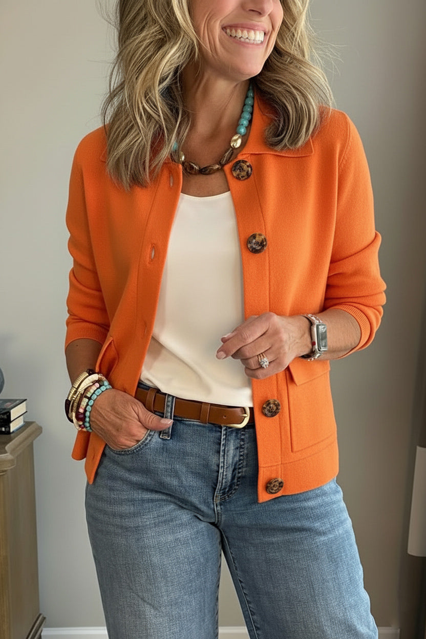 Casual Lapel Pocket Solid Color Jacket