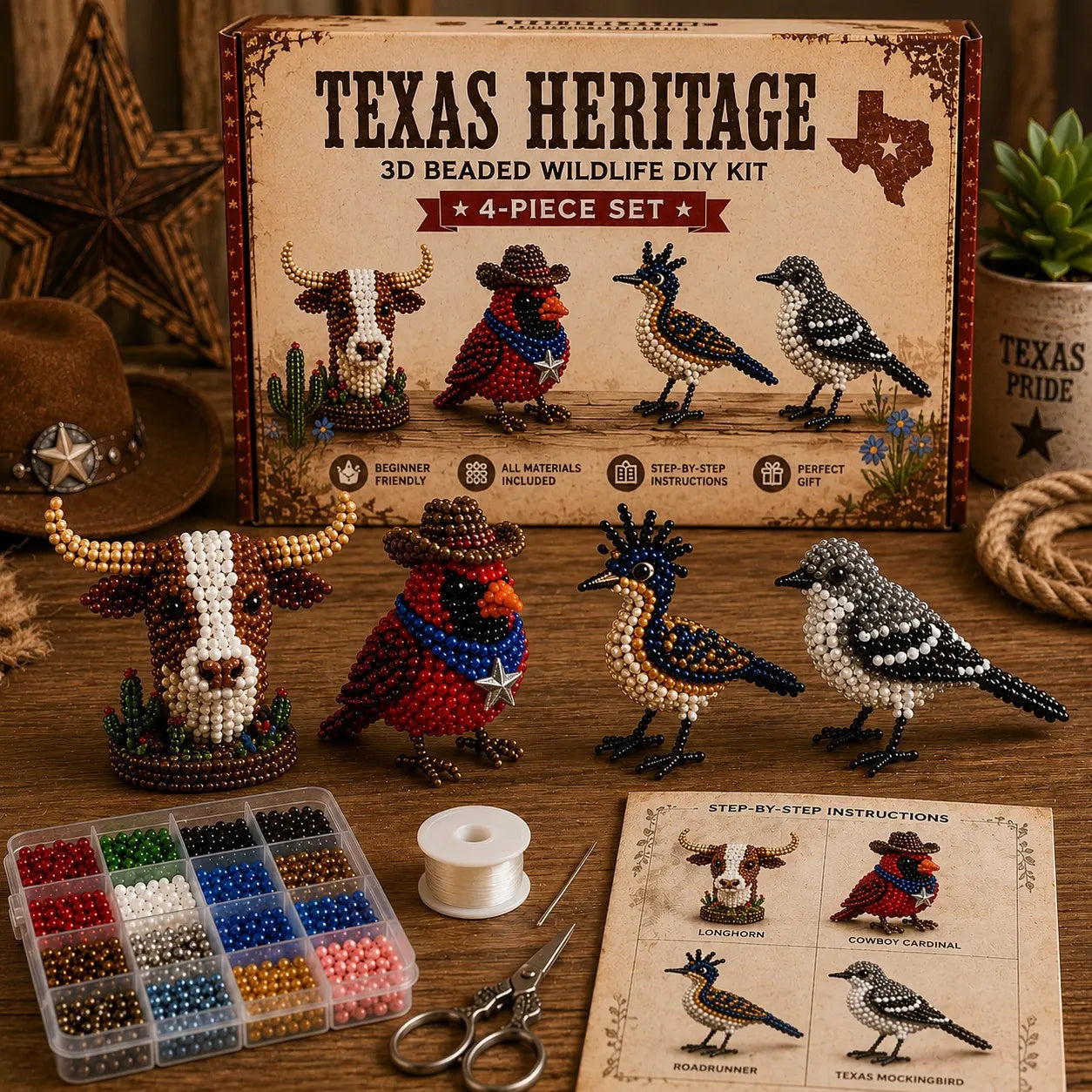 🦌Most Popular🧵Mini 3D Beaded Animal Craft Kit