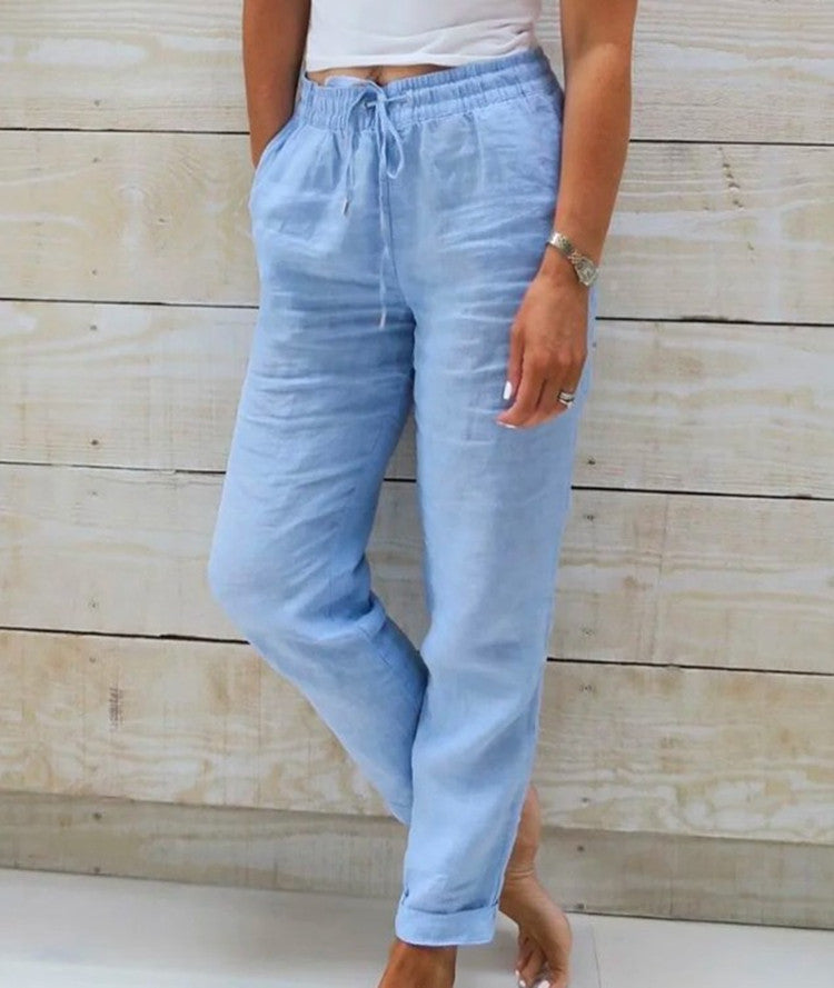 💃 Limited-Time Best Seller 🌸 Women's Elastic-Waist Cotton-Linen Casual Pants