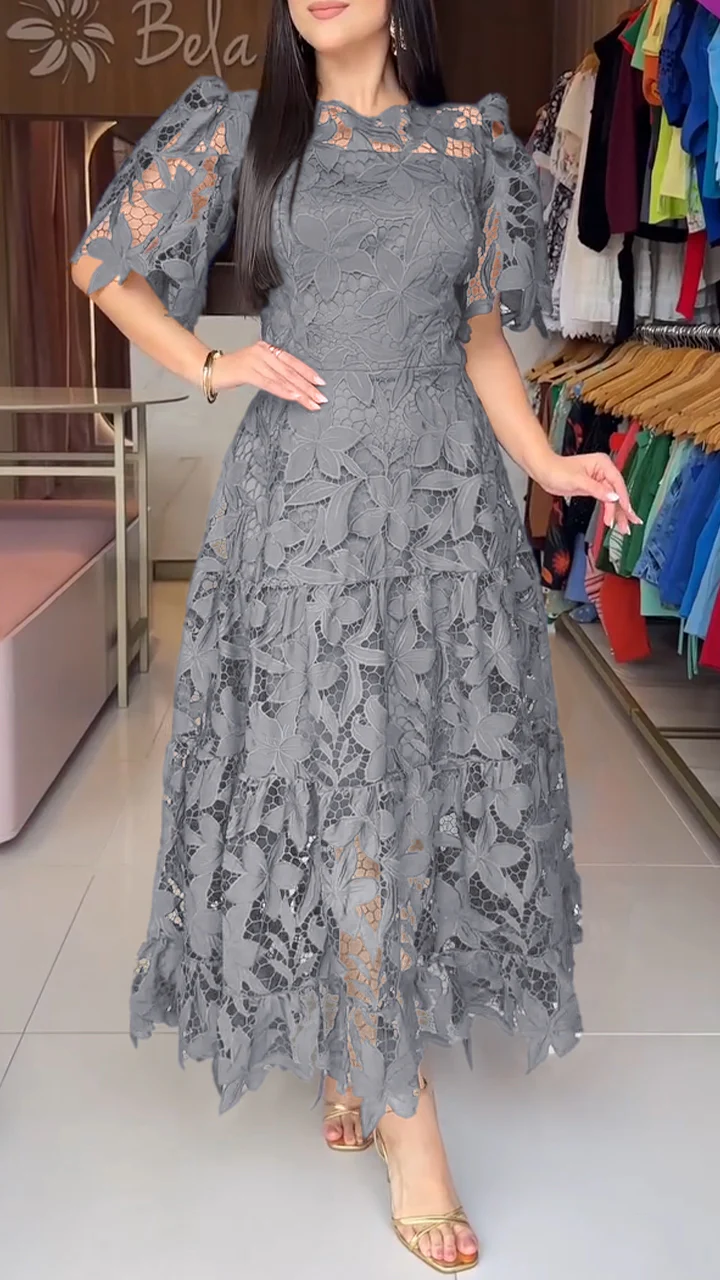 💕Women's Short-Sleeved Lace Hollow Dress