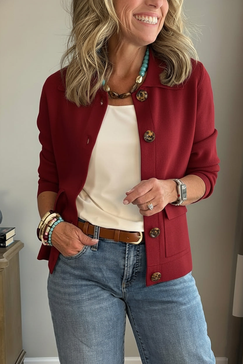 Casual Lapel Pocket Solid Color Jacket