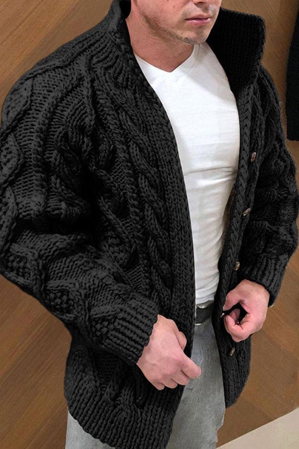 Men's Stand Collar Casual Knit Cardigan