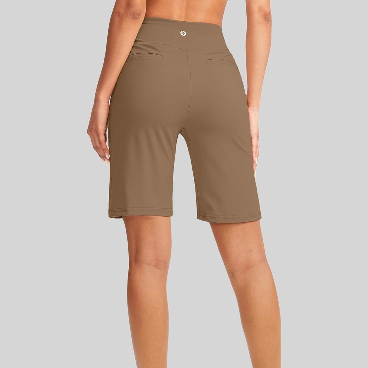 Women's 9-Inch Solid-Color High-Waisted Straight-Leg Shorts