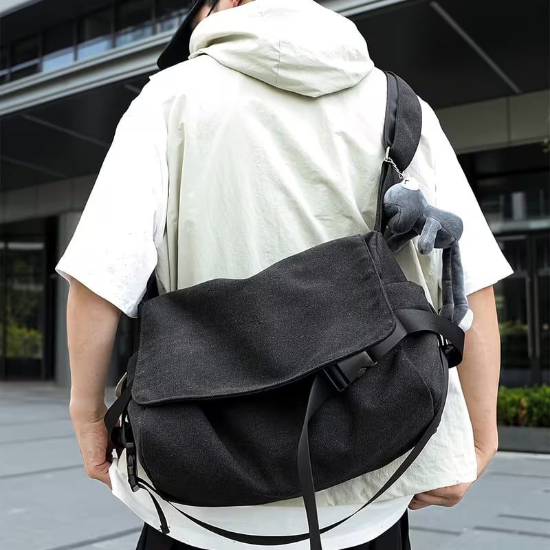 🔥 Last Day Limited Time Promotion🔥Men's Plain Canvas Crossbody Bag with Frog