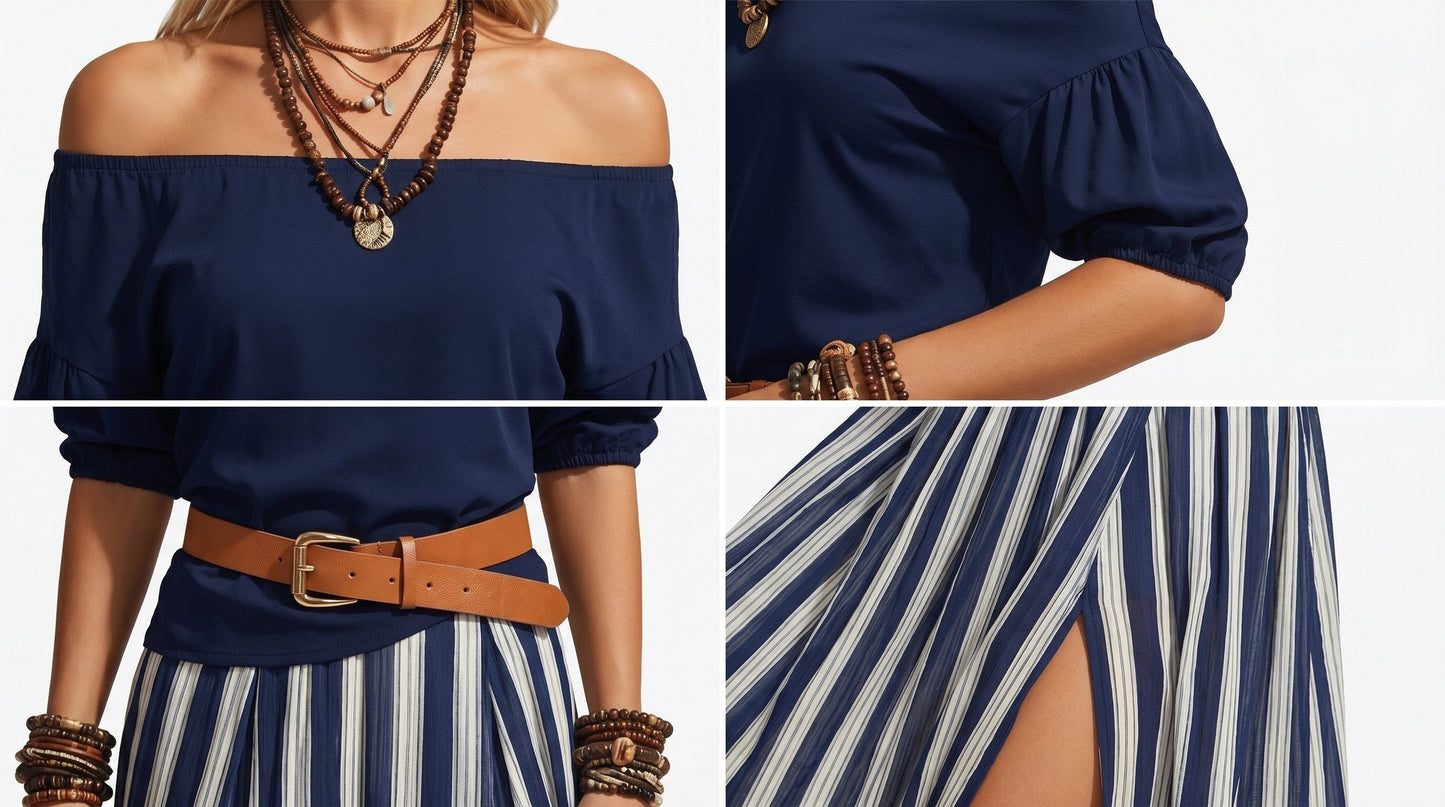 Striped Maxi Skirt Set