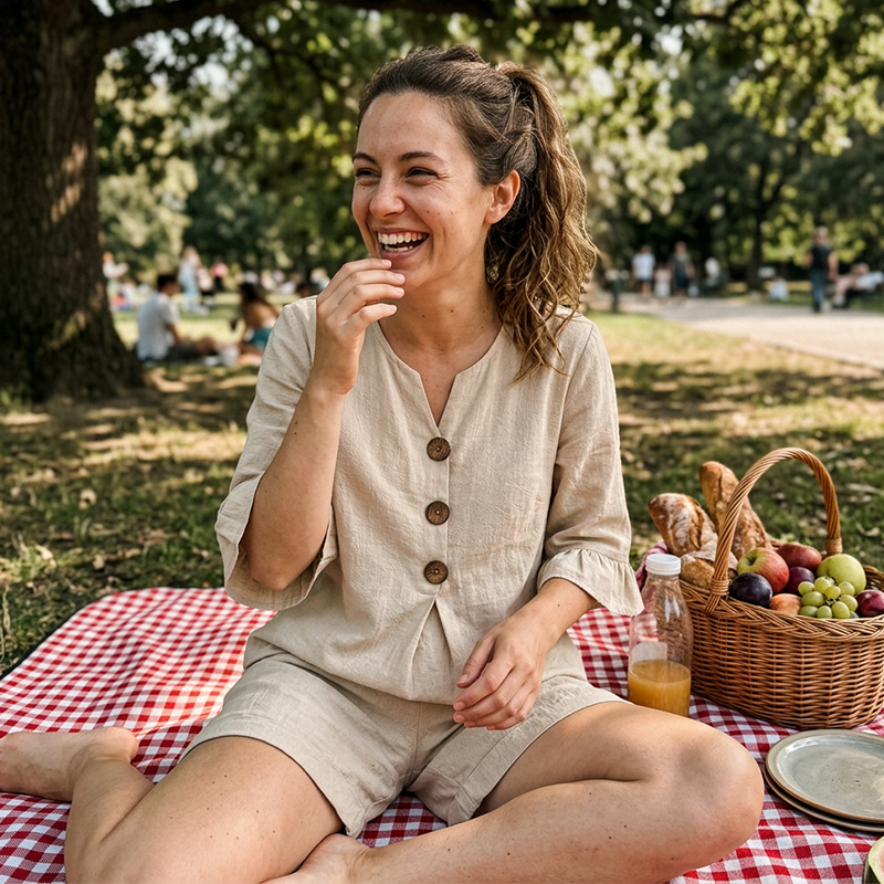 New Arrival: Women's Casual Two-Piece Set with Linen-Look Fabric and Ruffle Sleeves