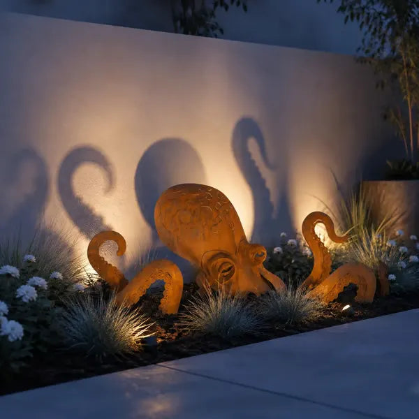 Rust Patina Giant Squid Garden Sculpture