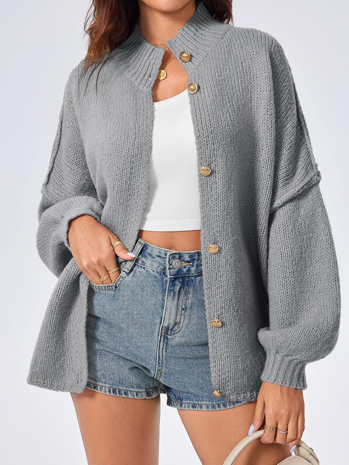 Women's Cardigan Fall Oversized Button Down Sweater Jacket