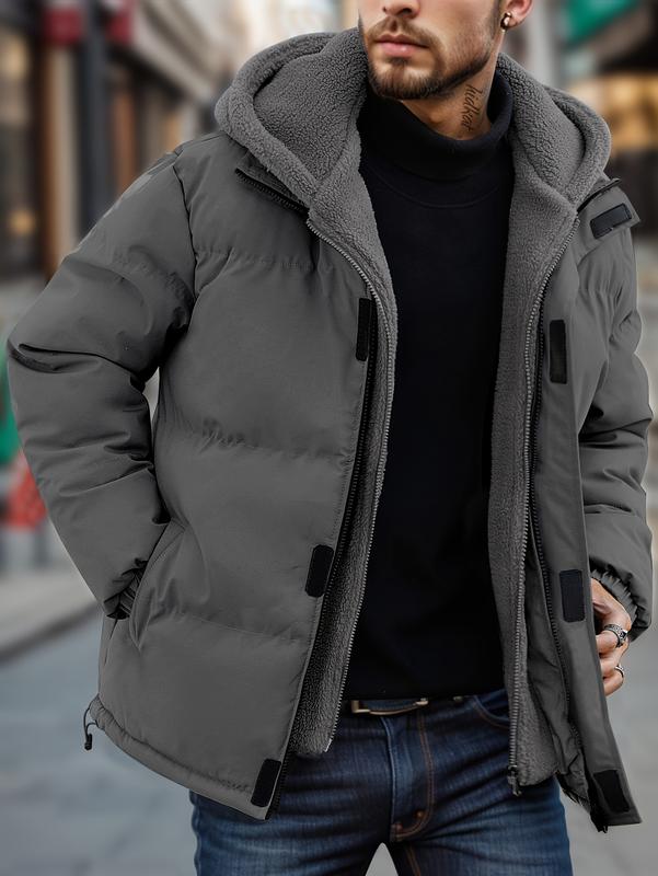 Men's Thickened Winter Jacket - Windproof Fleece-Lined Hooded Coat
