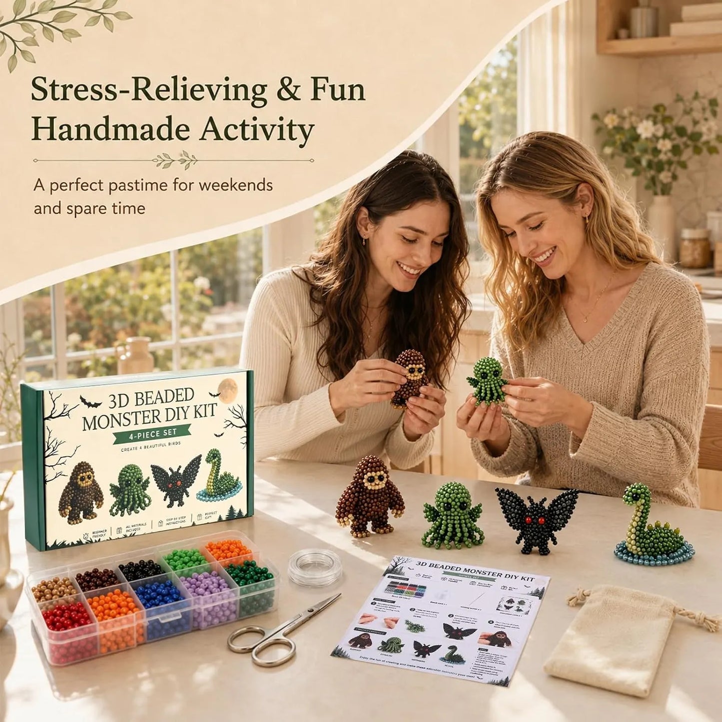 🦌Most Popular🧵Mini 3D Beaded Animal Craft Kit