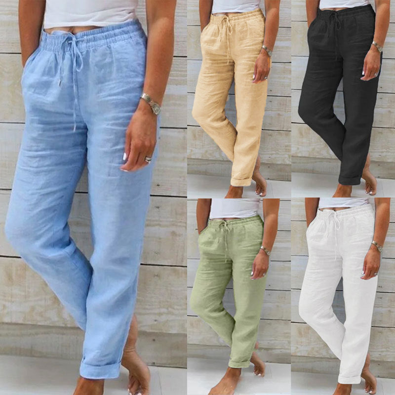 💃 Limited-Time Best Seller 🌸 Women's Elastic-Waist Cotton-Linen Casual Pants
