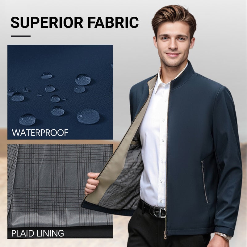 Men's Standing Collar Zipper Casual Jacket