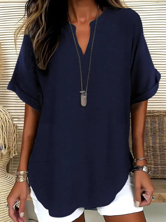 Women's Solid Color Short-Sleeve Shirt